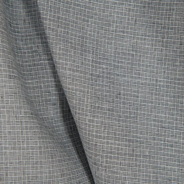 Linen fabric dark grey small pattern close up detail