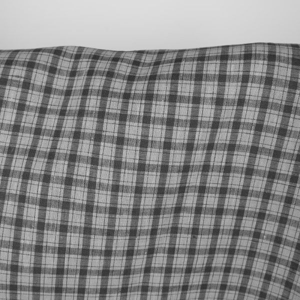 Linen fabric in light and dark grey checks, 150cm