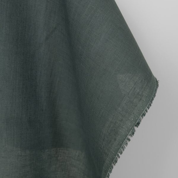 Linen fabric dark greyish-green, fabric edge