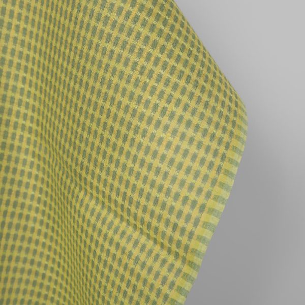 Linen fabric yellow and green pattern, fabric edge
