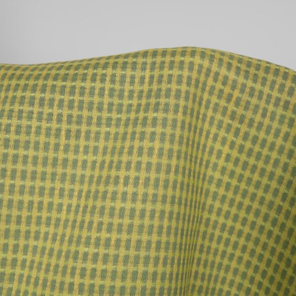 Linen fabric yellow and green pattern, 100% linen