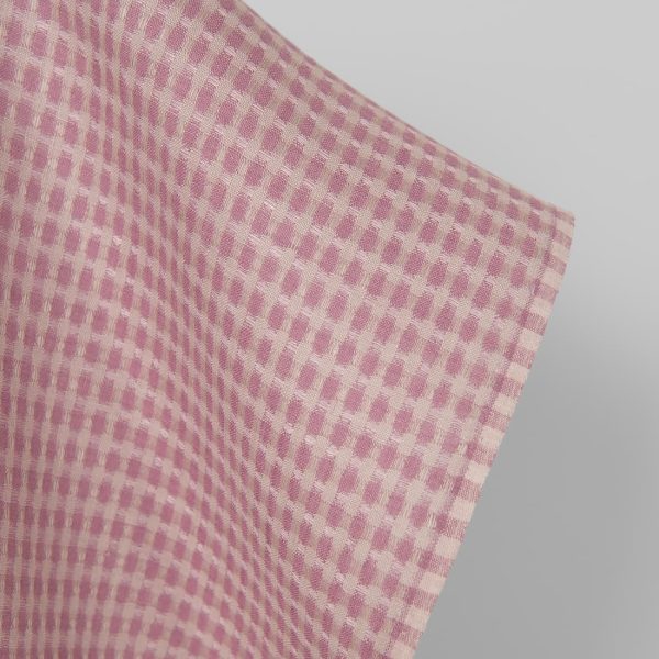 Linen fabric grey lilac structural pattern, dobby