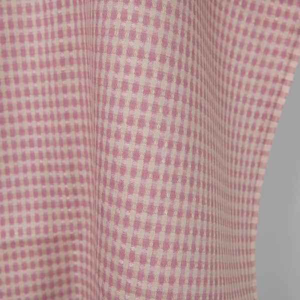 Linen fabric grey lilac structural pattern, fabric edge