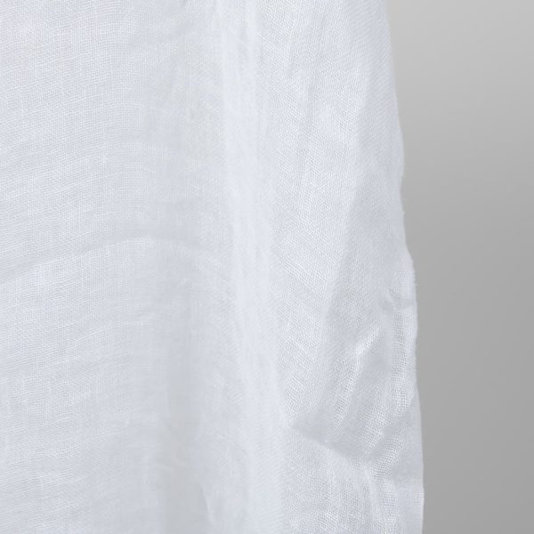 Bright white transparent linen fabric washed edge