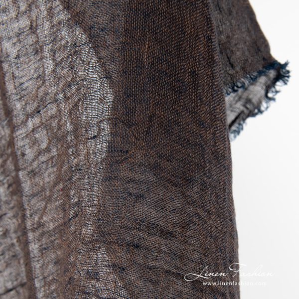 Brown navy melange linen fabric.