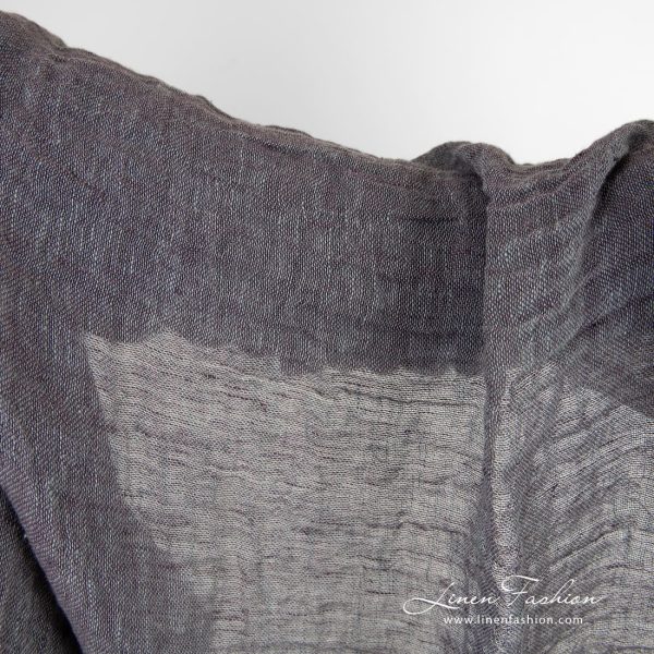 Transparent linen fabric in bluish violet melange