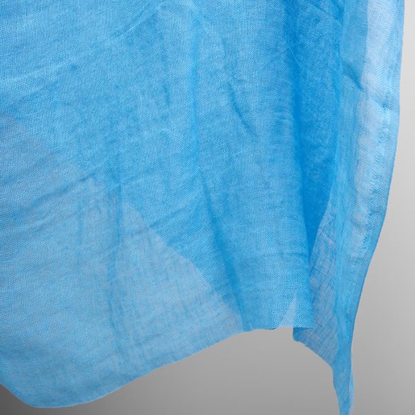 linen gauze bright blue fabric, width 145cm.