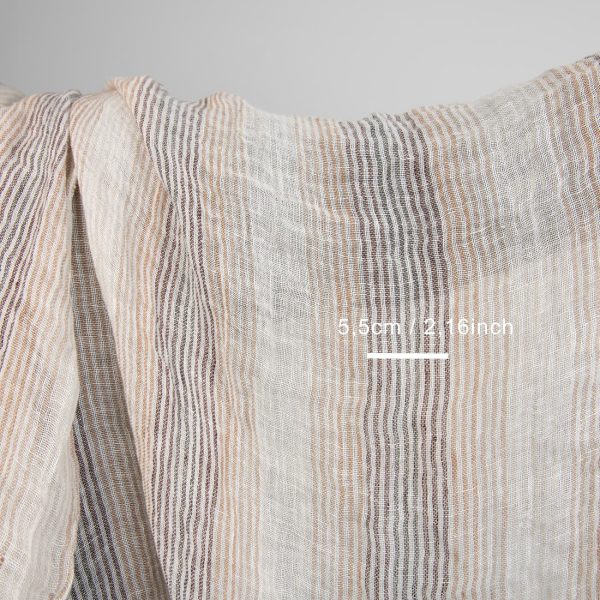 linen gauze fabric in brown stripes, multi