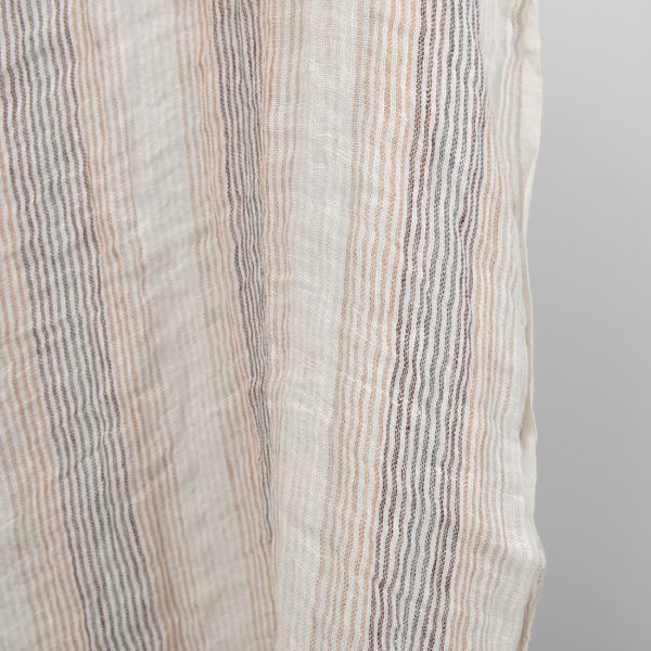 linen gauze fabric in brown stripes, washed