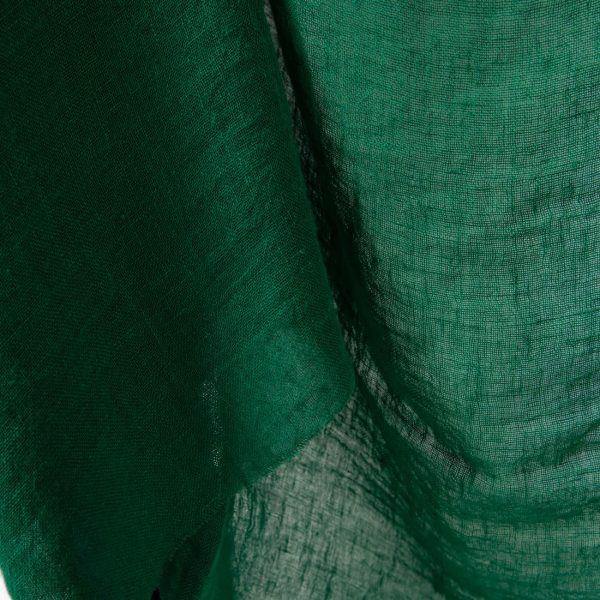 Washed linen fabric emerald green transparent product view