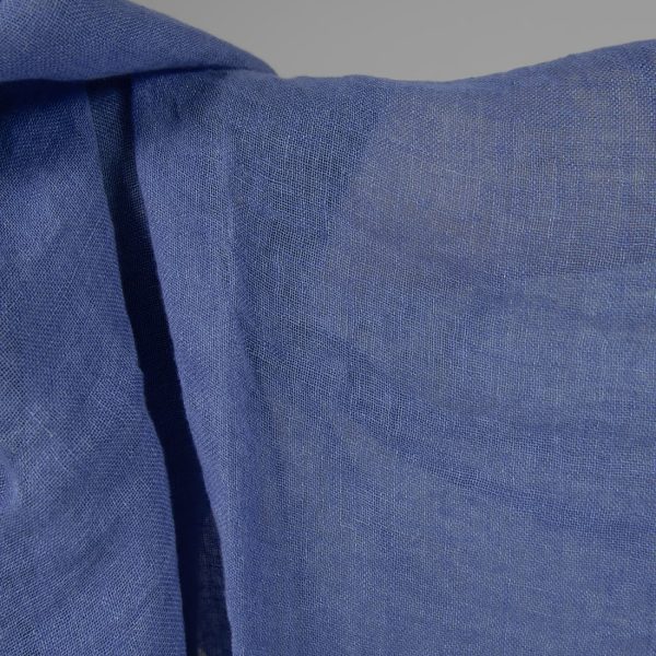 Transparent linen blue violet washed close up detail