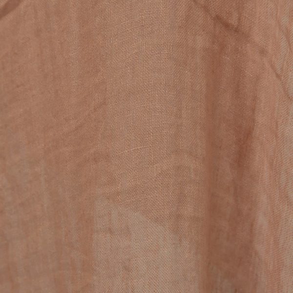 Washed sheer linen fabric light clay colour light brown