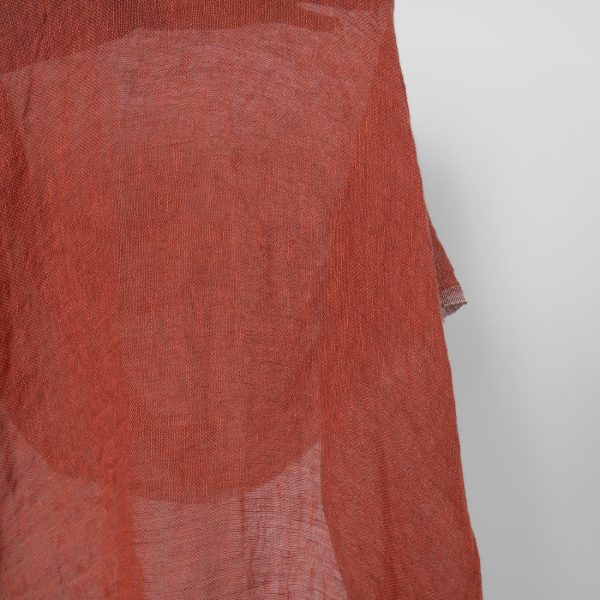 Washed linen fabric brown-red transparent, gauze