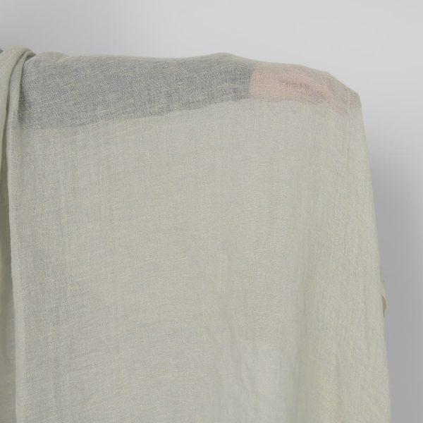 Washed linen fabric greenish grey melange