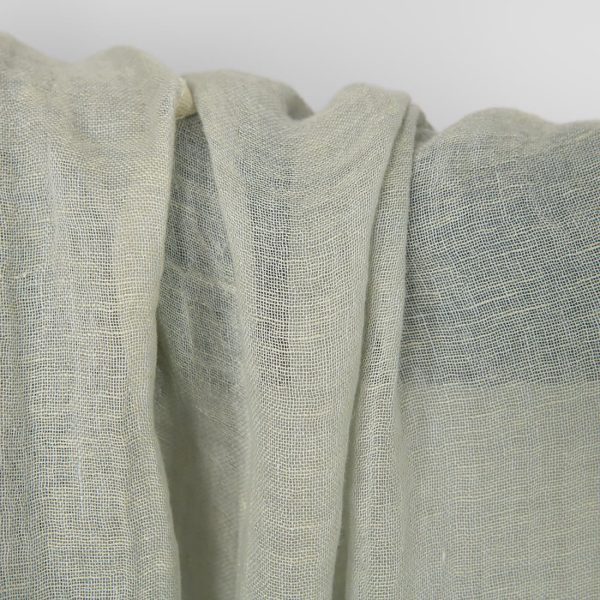 Washed linen fabric greenish grey melange, texture