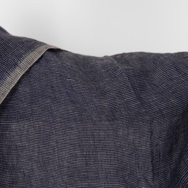 Washed linen fabric dark blue and green transparent, plain weave