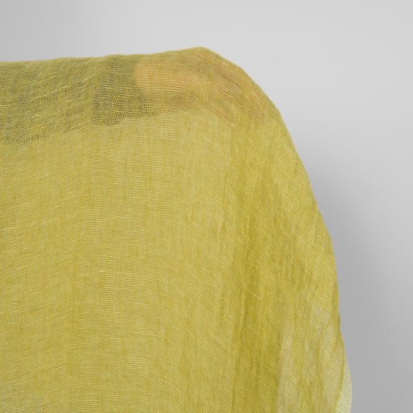 Washed linen fabric yellow green transparent, lightweight