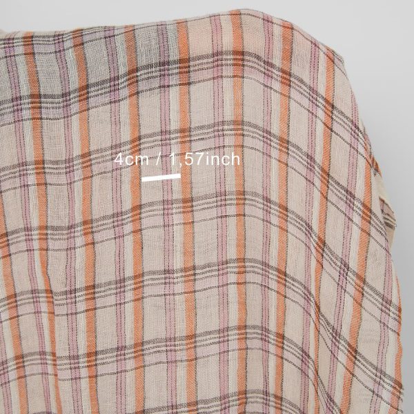 Washed linen fabric multicolour checks transparent, gauze