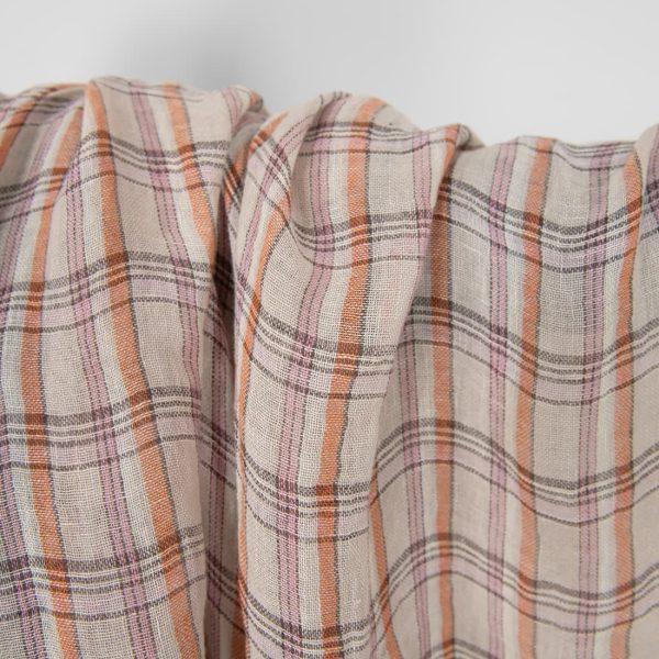 Washed linen fabric multicolour checks transparent, texture