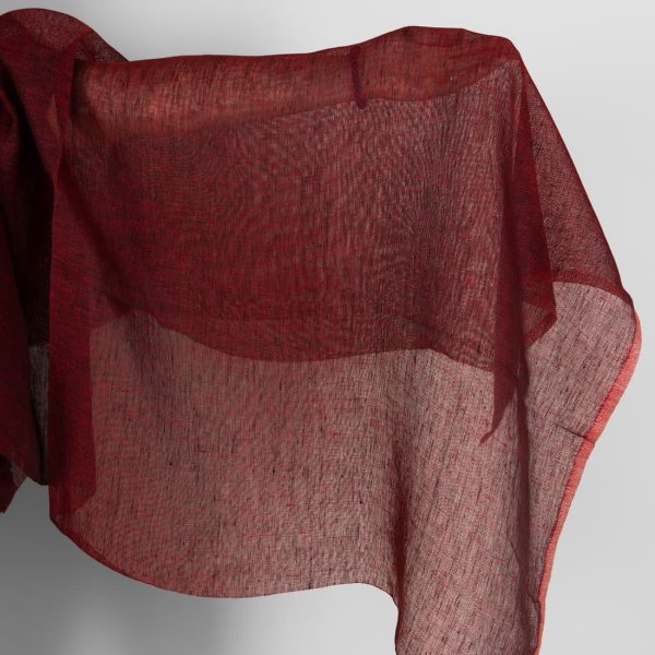 Burgundy transparent pure linen fabric