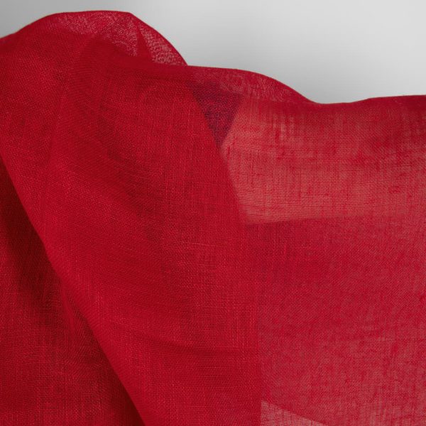 Bright red transparent linen fabric texture