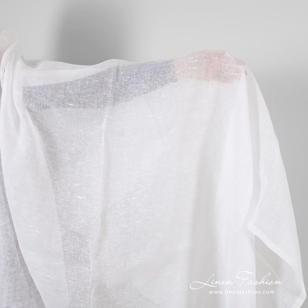 Transparent linen fabric in optical white color