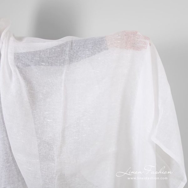 Transparent linen fabric in optical white color