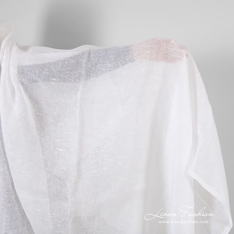 Transparent linen fabric in optical white color