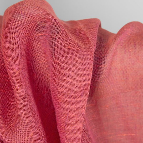 Transparent linen fabric in red texture