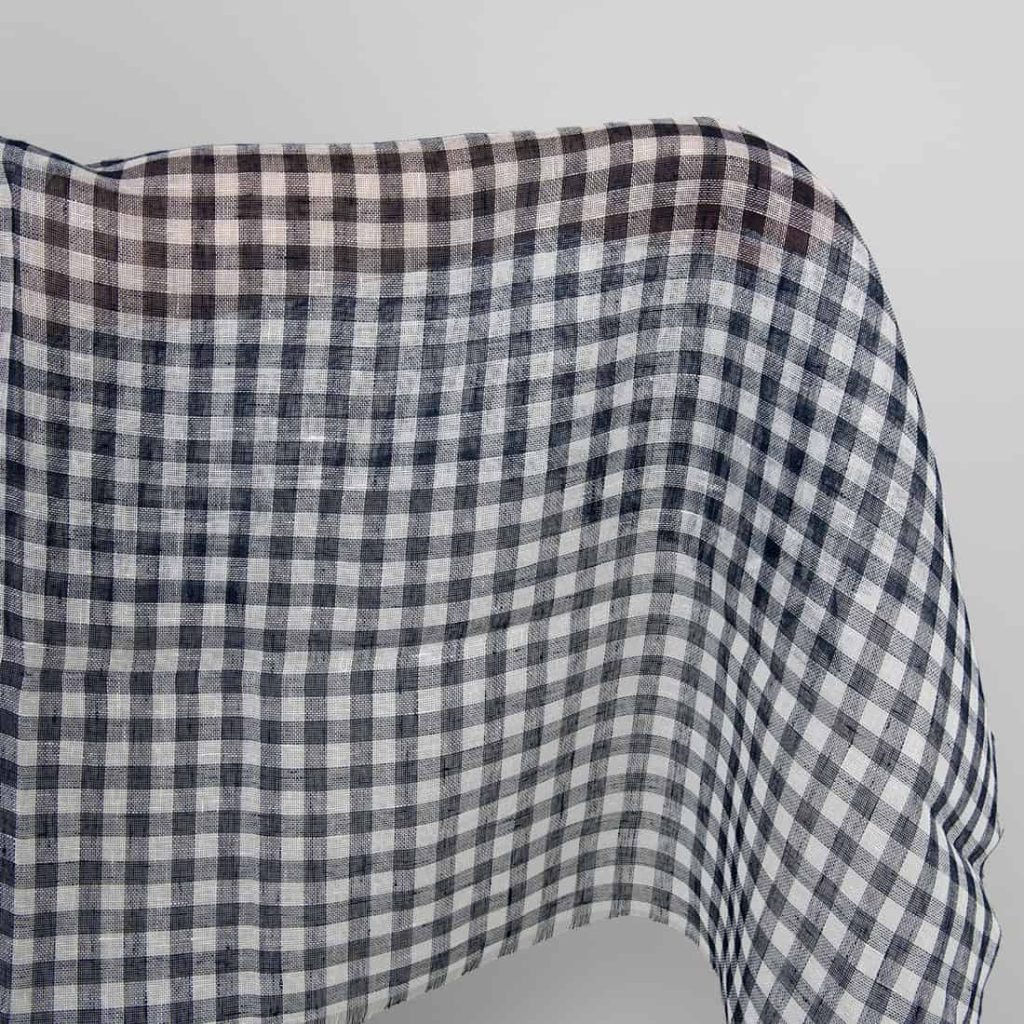 Linen fabric in dark blue and white checks