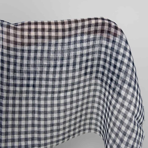 Linen fabric in dark blue and white checks