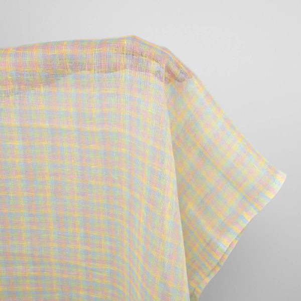 Pastel checked linen fabric, multicolour