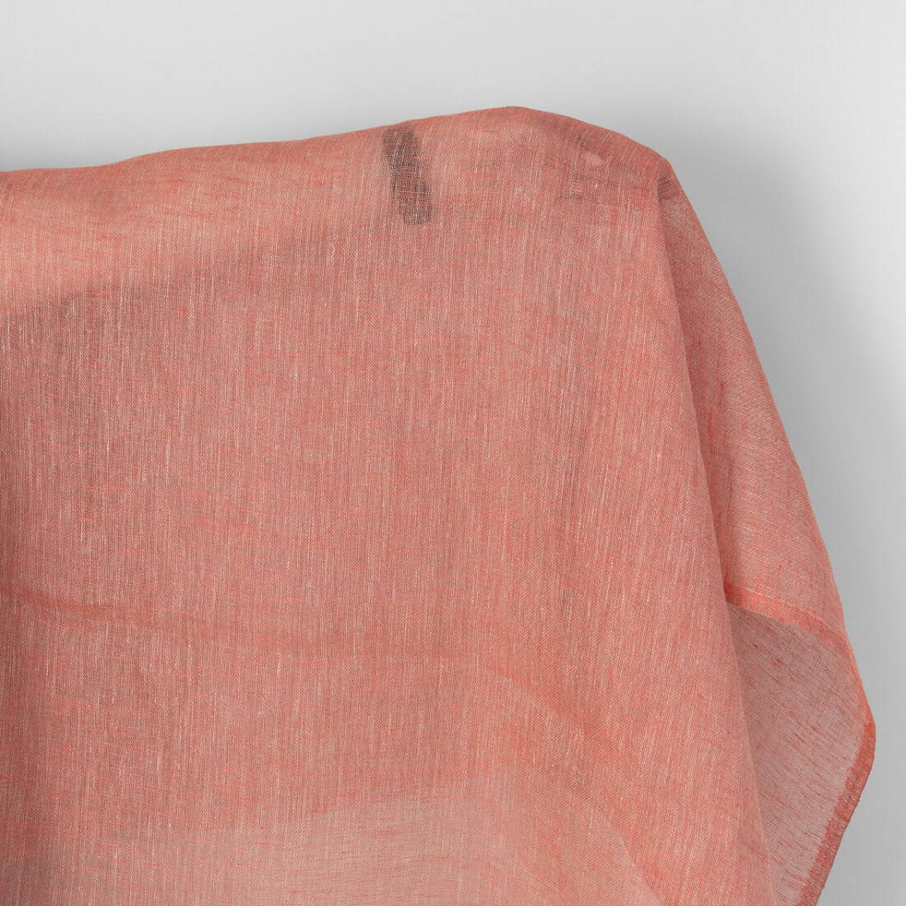 Linen fabric natural and salmon red gauze