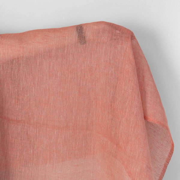 Linen fabric natural and salmon red gauze