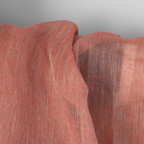 Linen fabric natural and salmon red gauze, lightweight