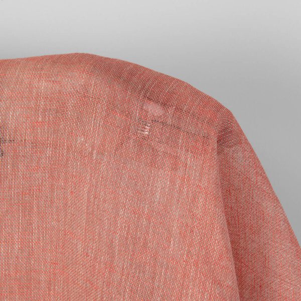 Linen fabric natural and salmon red gauze, transparent