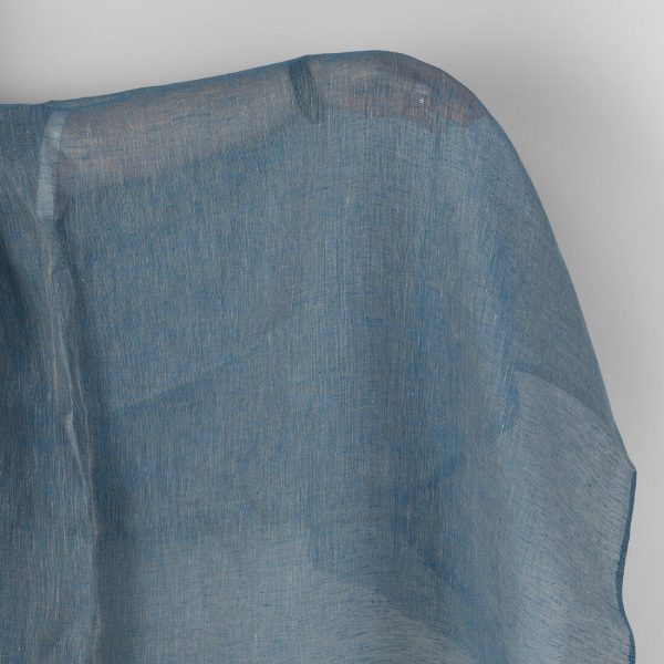 Linen fabric natural and electric blue gauze