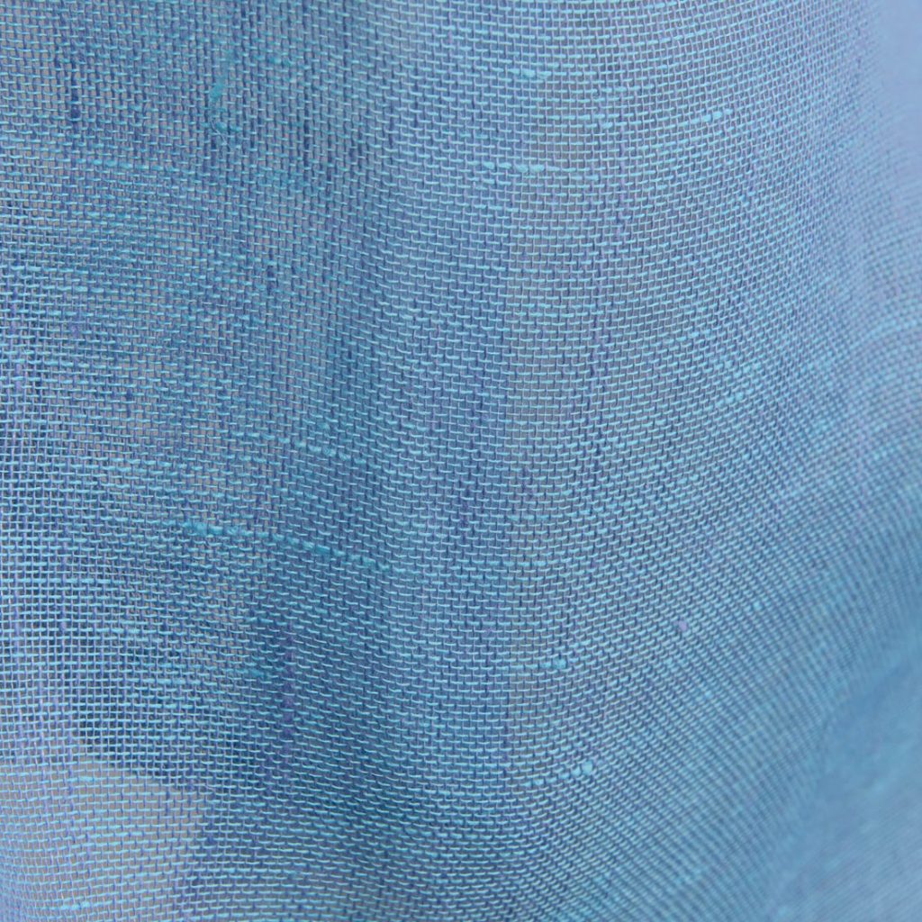 Transparent sky blue linen fabric