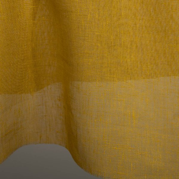 Pure linen fabric gauze in deep yellow color.