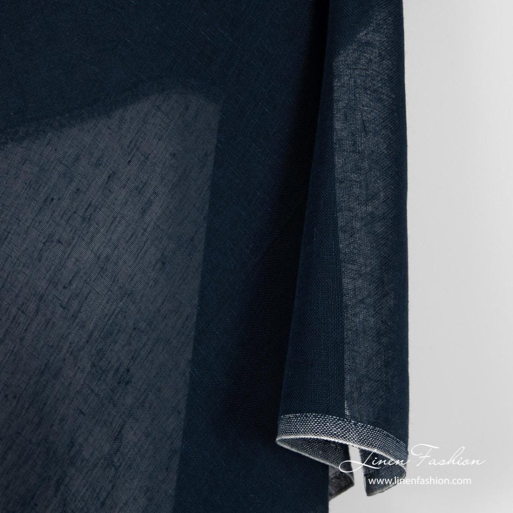 Open weave linen fabric in navy colour