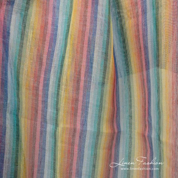 Linen fabric striped rainbow colours transparent product picture