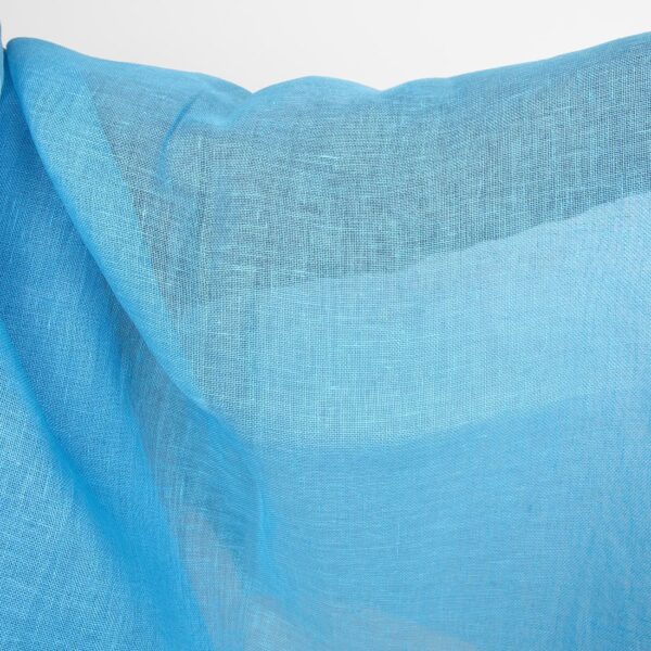 bright blue linen fabric, gauze
