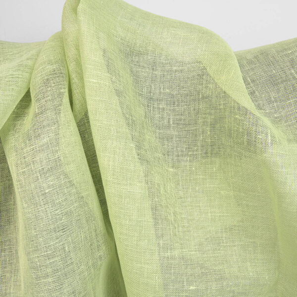 Sheer linen fabric plain pale green, gauze 150cm width