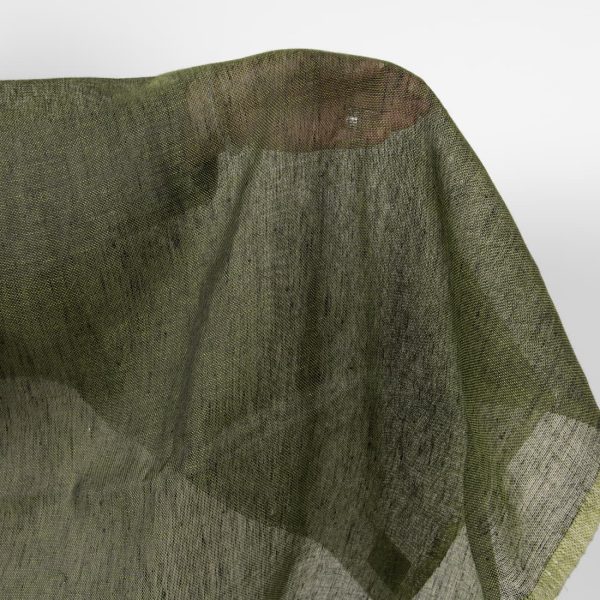 Linen fabric dark moss green colour transparent product photo