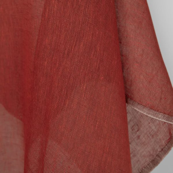 Linen fabric brown-red transparent, lightweight