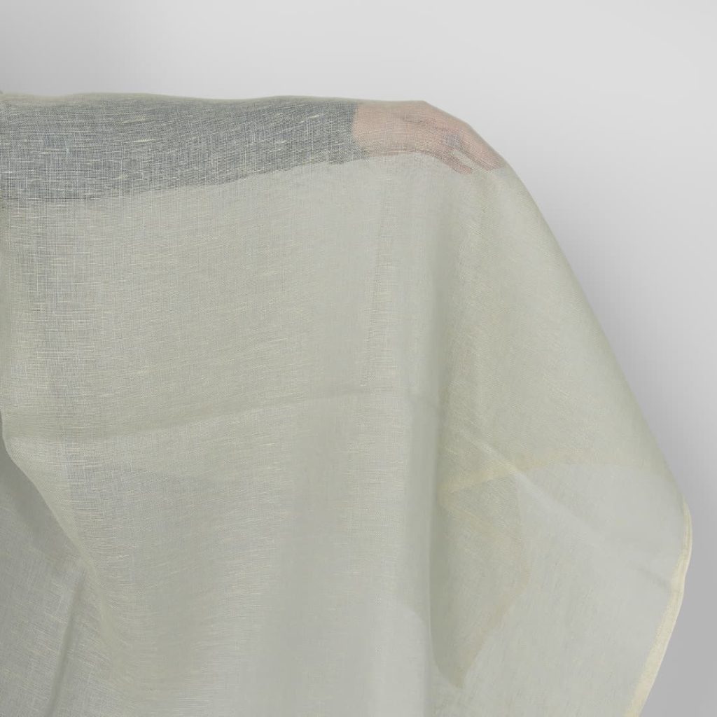 Linen fabric greenish grey melange