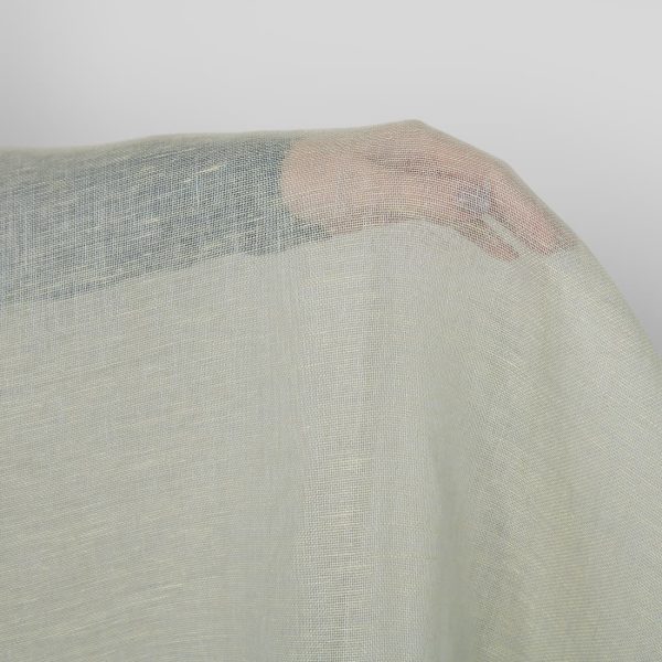 Linen fabric greenish grey melange, transparent