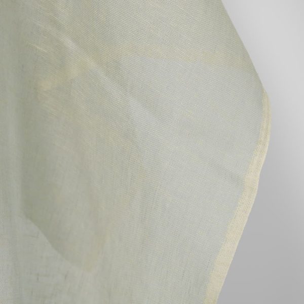 Linen fabric greenish grey melange, fabric edge