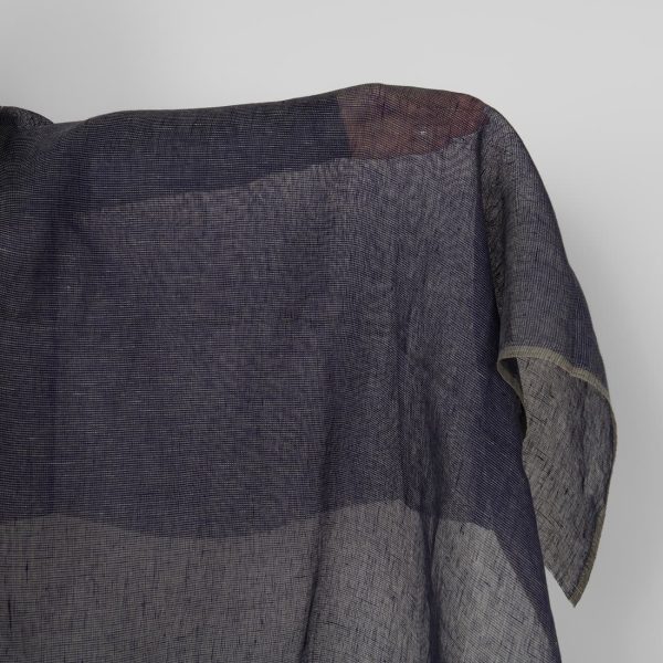 Linen fabric dark cobalt blue and green transparent