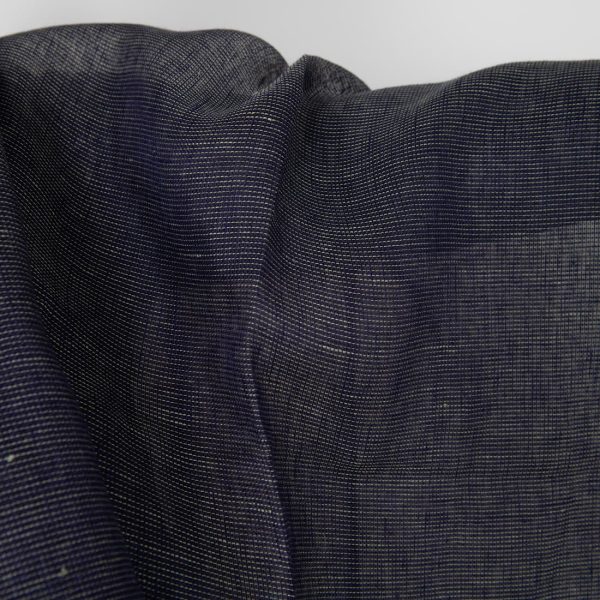 Linen fabric dark cobalt blue and green transparent gauze